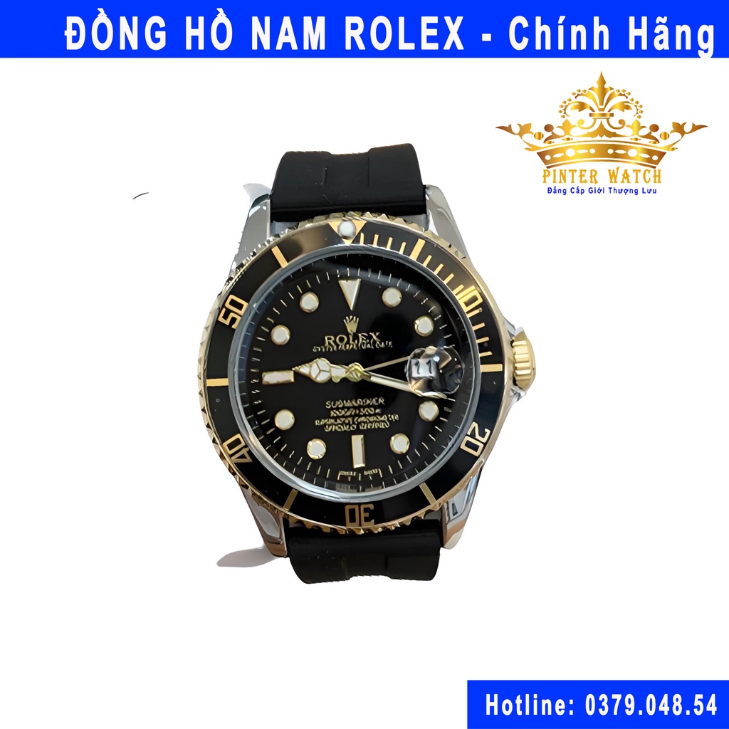 Đồng Hồ Nam Rolex Đeo Tay Dây Da Pinter Watch, Chống Nước, Bảo Hành 12 tháng