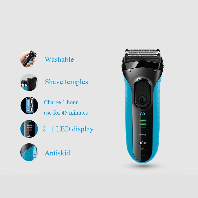 Máy cạo râu Braun Series 3 3040s ProSkin Wet & Dry, Braun 3040s cạo khô và ướt