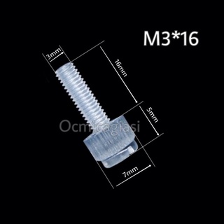 Combo 20 ốc mica M3*16 vặn tay trong suốt