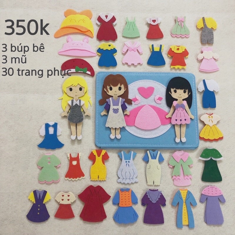 Sách vải thời trang - quà cho bé yêu - Sách vải 3 búp bê 350k