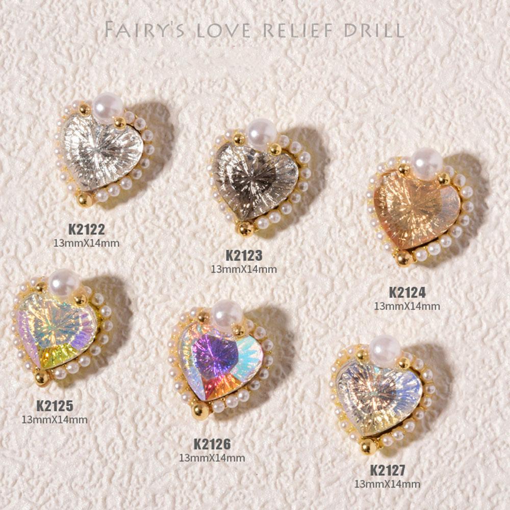 OCEANMAP Phụ Kiện Đính Trang Trí Móng Tay Hình Trái Tim Dập Nổi Thời Trang