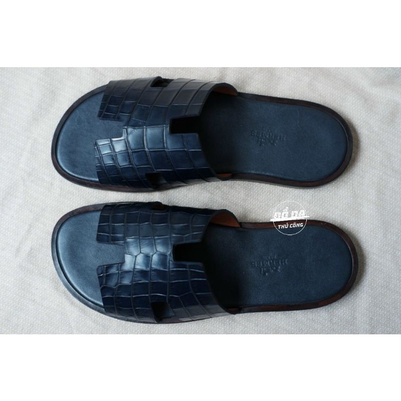 Dép Hermès nam da cá sấu . Tặng kèm 01 thắt lưng Hermes da epsom pháp