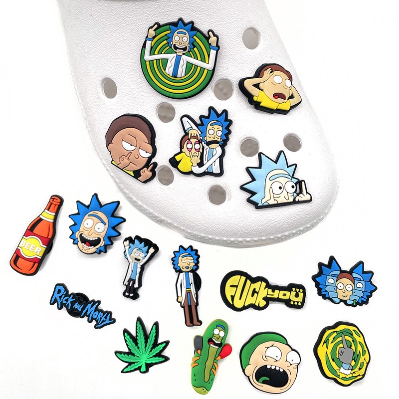 Phụ Kiện Trang Trí Khóa Giày Hình Rick Và Morty Bằng PVC