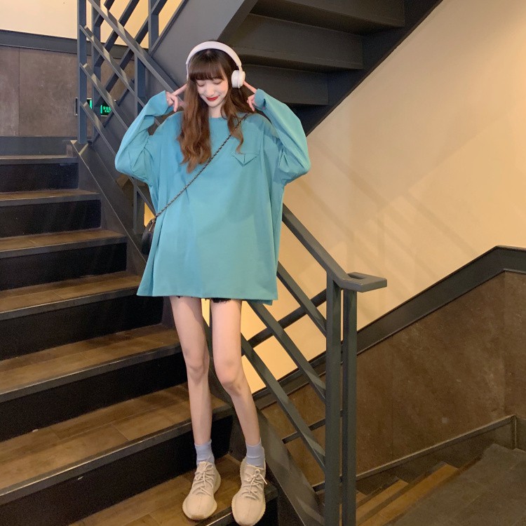 Áo Thun Tay Dài Cổ Tròn Dáng Rộng Thời Trang Cho Nữ | BigBuy360 - bigbuy360.vn