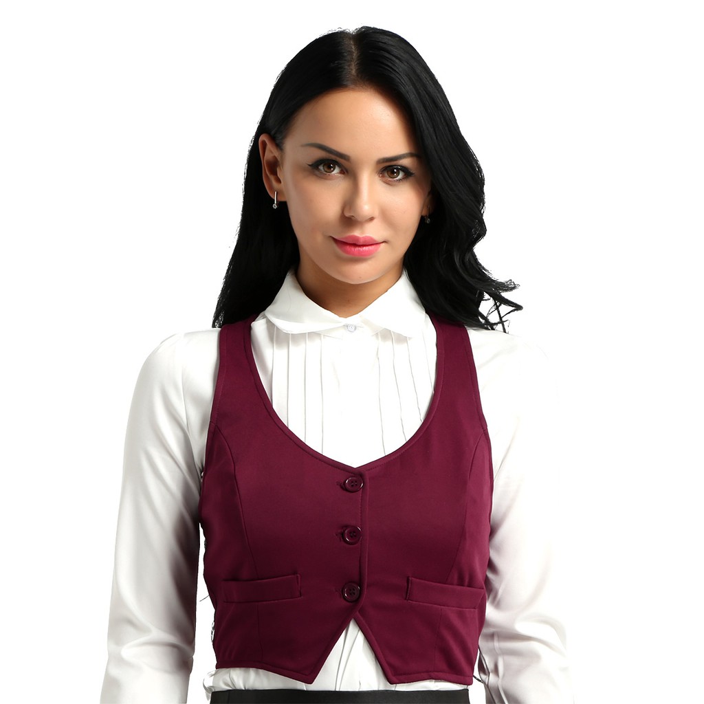 Áo khoác ghi lê cổ chữ V cài nút sau lưng thiết kế thời trang cho nữ | BigBuy360 - bigbuy360.vn