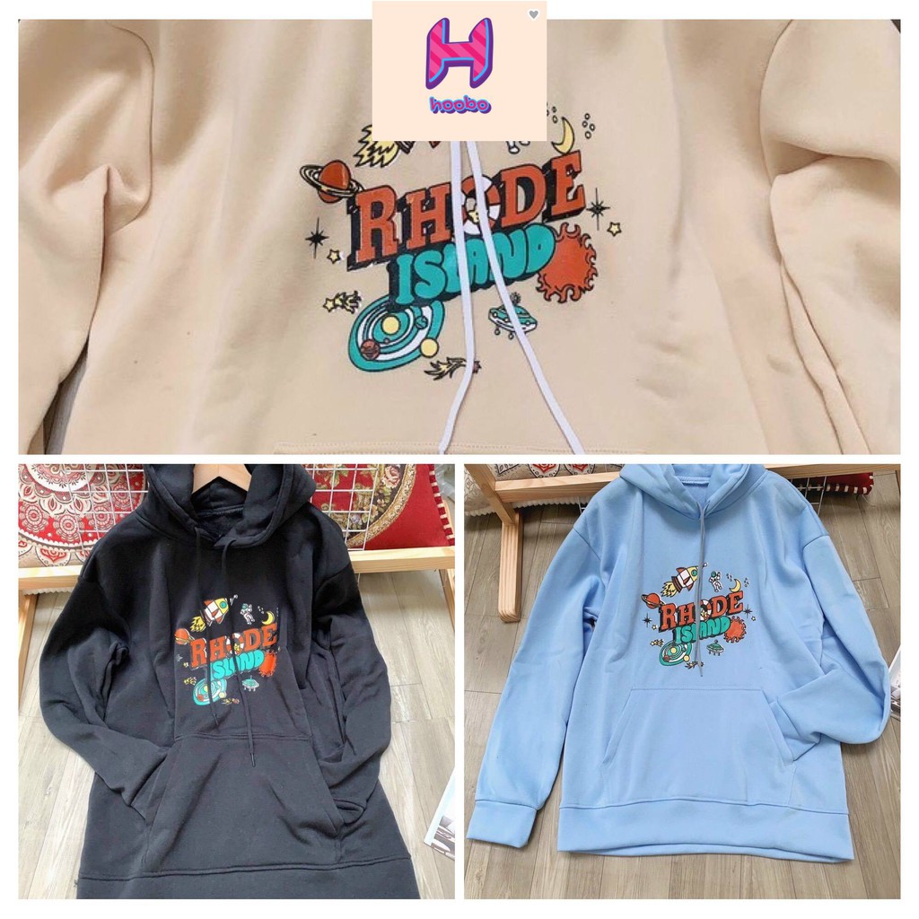 Áo Hoodie Unisex Rhode Island Nam Nữ Bigsize - Áo Khoác Nỉ Ulzzang form rộng - Áo khoác Nam Nữ trơn Uni Mùa Đông