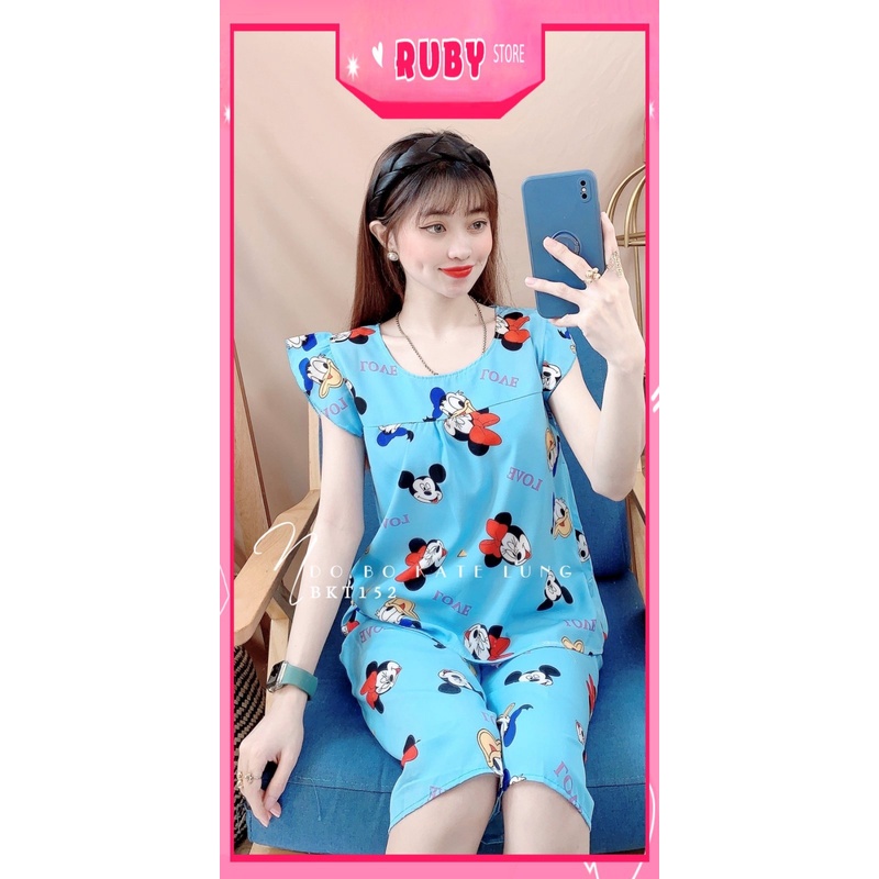 Đồ bộ nữ mặc nhà chất kate mềm mát in hình chuột hoạt hình dễ thương BKT152