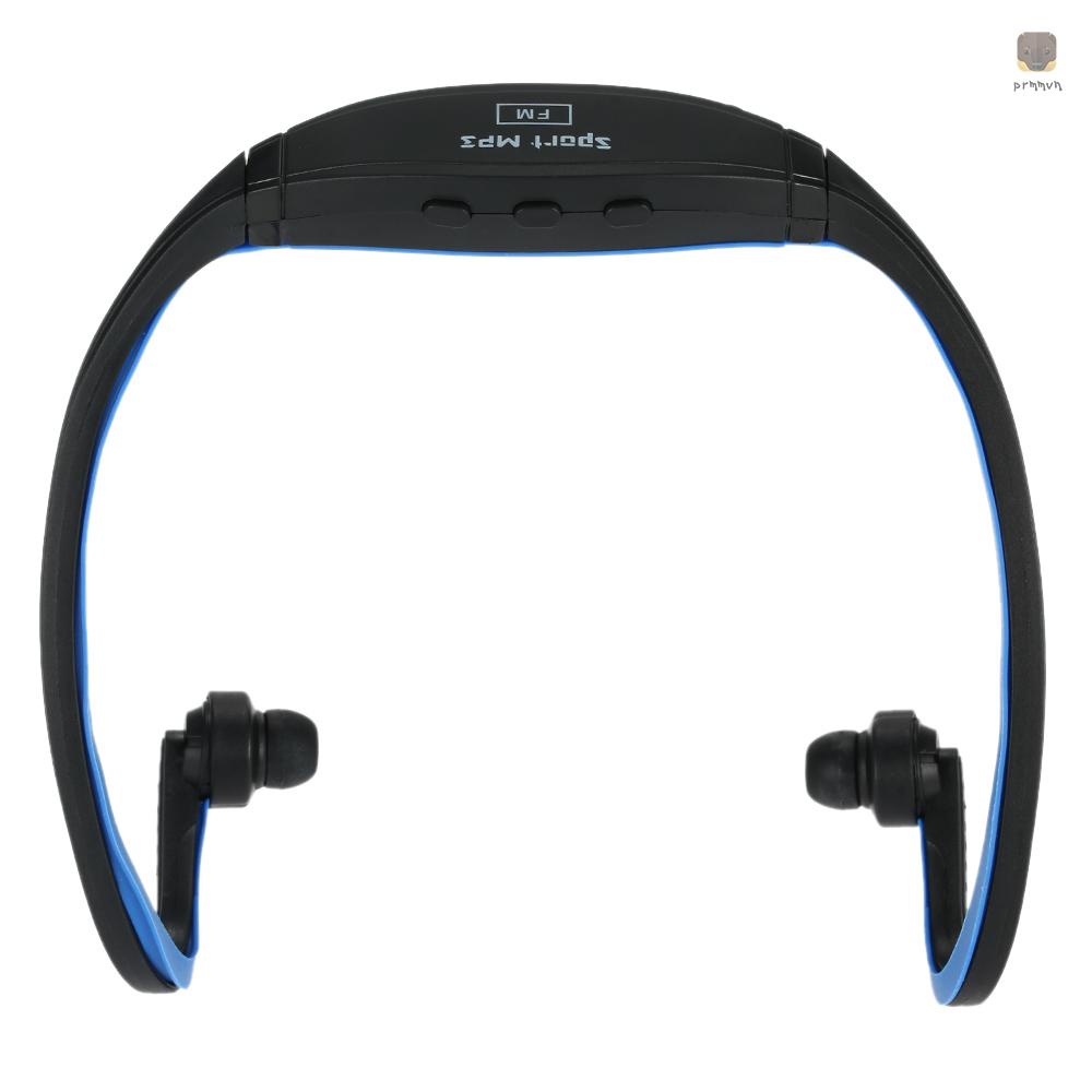 Máy nghe nhạc MP3 hai kênh kèm tai nghe không dây hỗ trợ thẻ nhớ màu đen + xanh dương