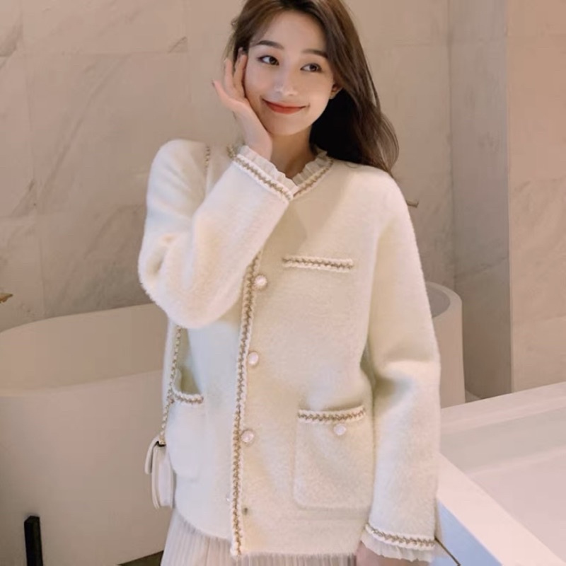 Áo Khoác Cardigan Lông Thỏ Bèo Viền Tiểu Thư (Ảnh Shop tự chụp) | BigBuy360 - bigbuy360.vn