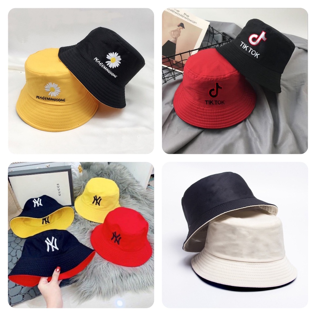 Mũ bucket 2 mặt tai bèo vành tròn Unisex phù hợp nam nữ phong cách Ulzzang