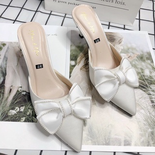 🍒 Sục Gót Mũi Nhọn Nơ Viền Đá