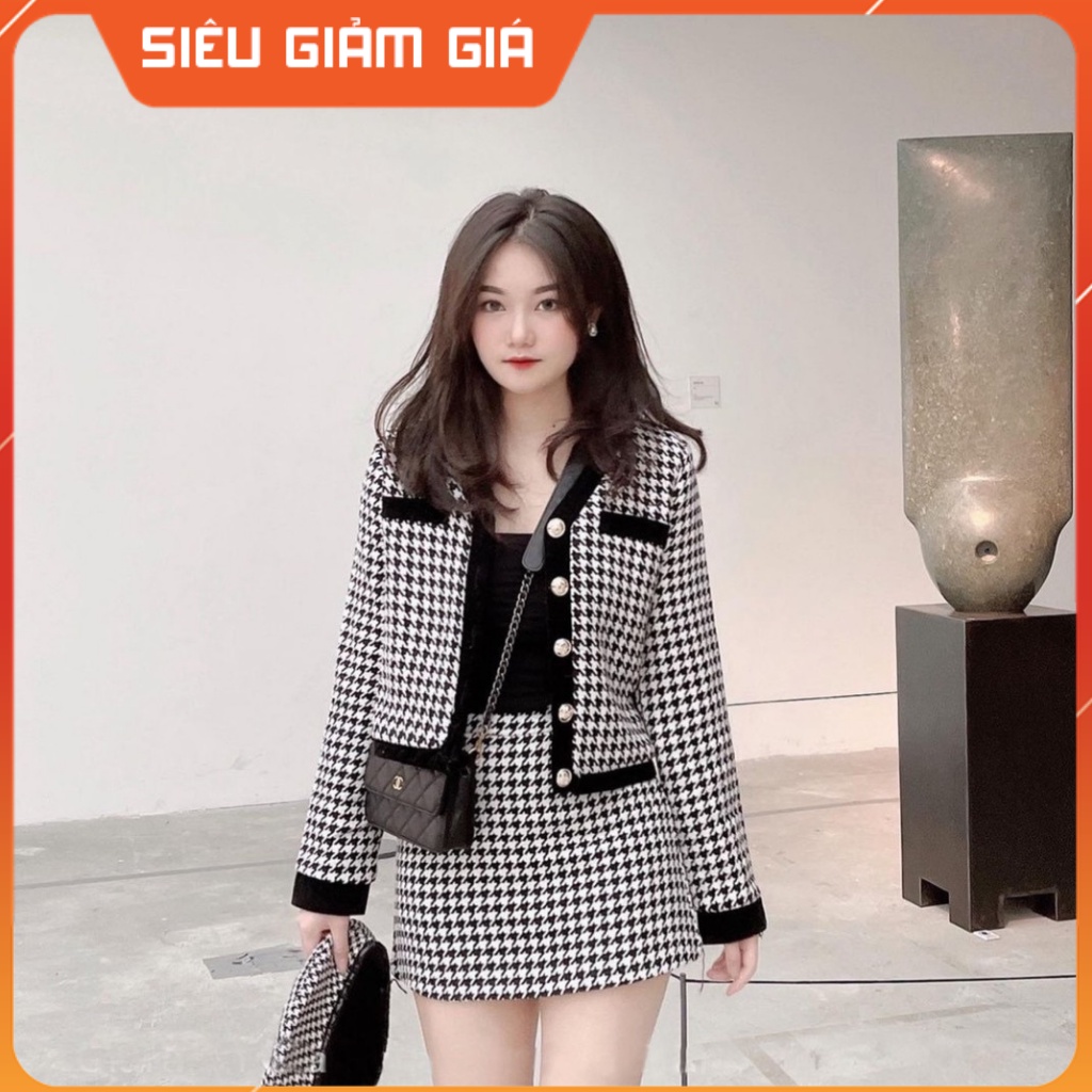 Set dạ tweed, Set dạ, Set áo dạ tweed tiểu thư phong cách Hàn thời trang nữ | BigBuy360 - bigbuy360.vn