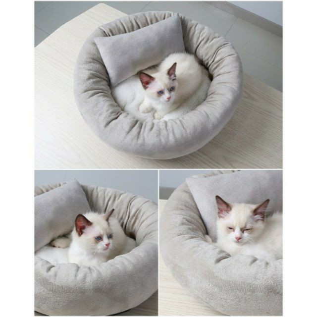 (TẶNG GỐI NẰM) Ổ NỆM TRÒN DÀNH CHO CHÓ MÈO SIZE 35CM - 45CM