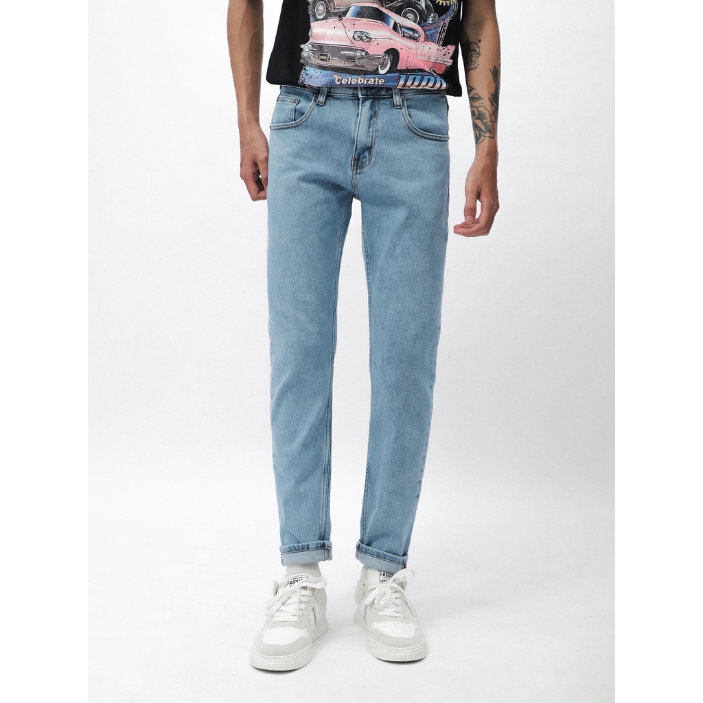 Quần jean xanh trơn DEFOXX form slim fit - JEAN DEFOXX BLUE 220952 | LASTORE MENSWEAR