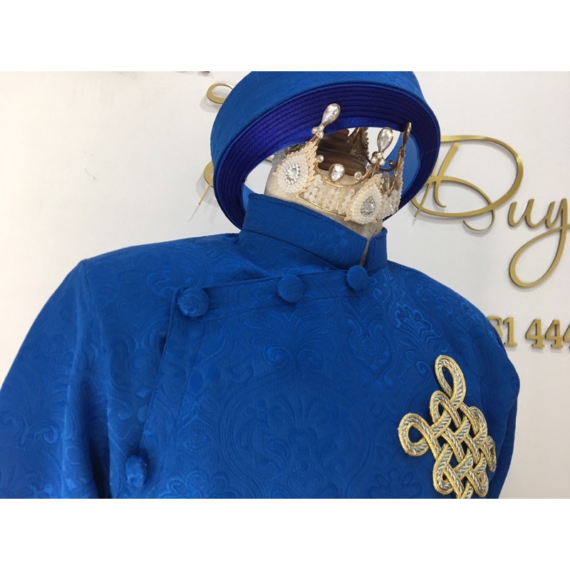 Áo dài nam hoa văn ngọc bội Tết form vest cao cấp đẹp