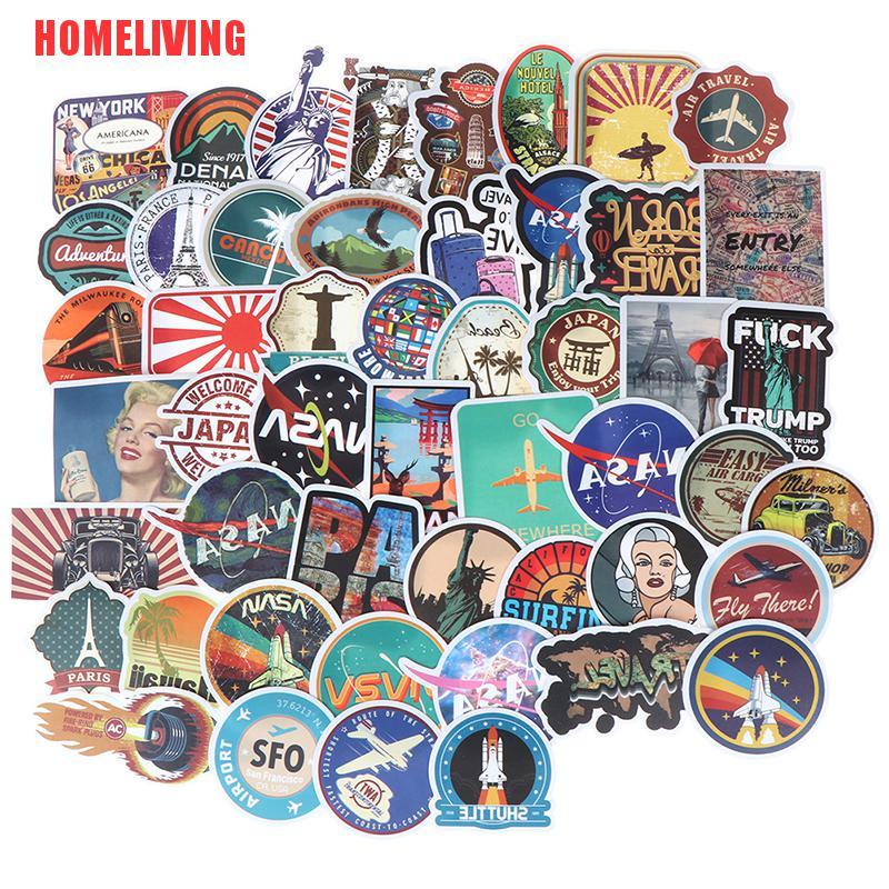 Bộ 50 Miếng Dán Màu Sắc Thần Kỳ Trang Trí Sổ Tay / Vali / Guitar / Laptop