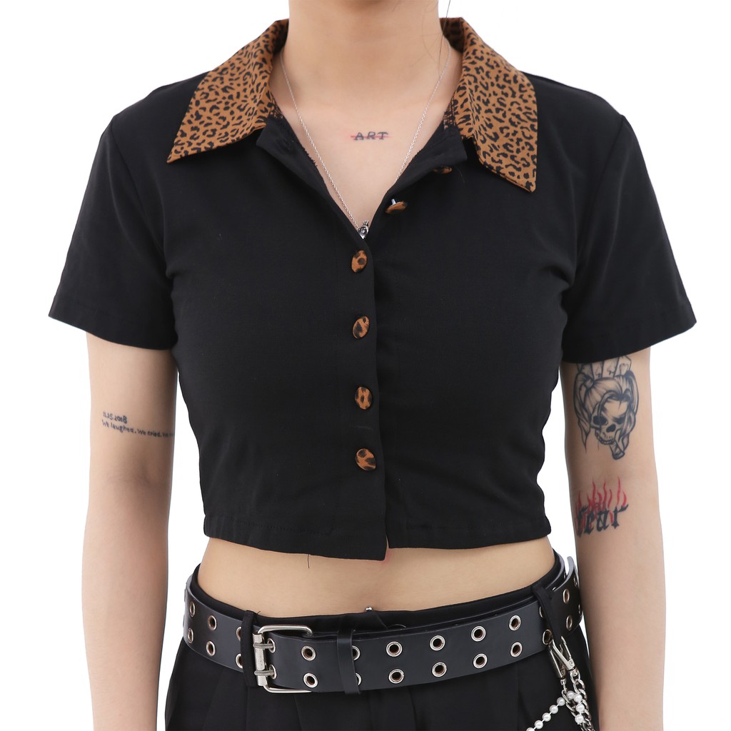 Áo Croptop Cổ Da Beo Cúc Bọc Chất Thun Thiết Kế Inwear - 𝑰𝒔𝒊𝒔 𝑪𝒓𝒐𝒑𝒕𝒐𝒑 | BigBuy360 - bigbuy360.vn