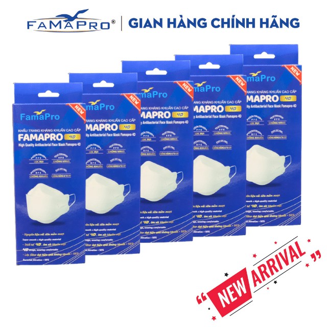 [HỘP-10 CÁI] COMBO 5 HỘP Khẩu trang y tế cao cấp kháng khuẩn 3 lớp Famapro 4D | WebRaoVat - webraovat.net.vn