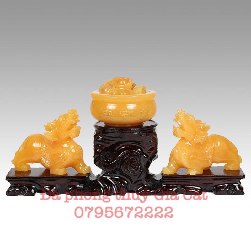 Bộ combo tỳ hưu bát tụ bảo ngọc hoàng long siêu đẹp có đế thờ thần tài