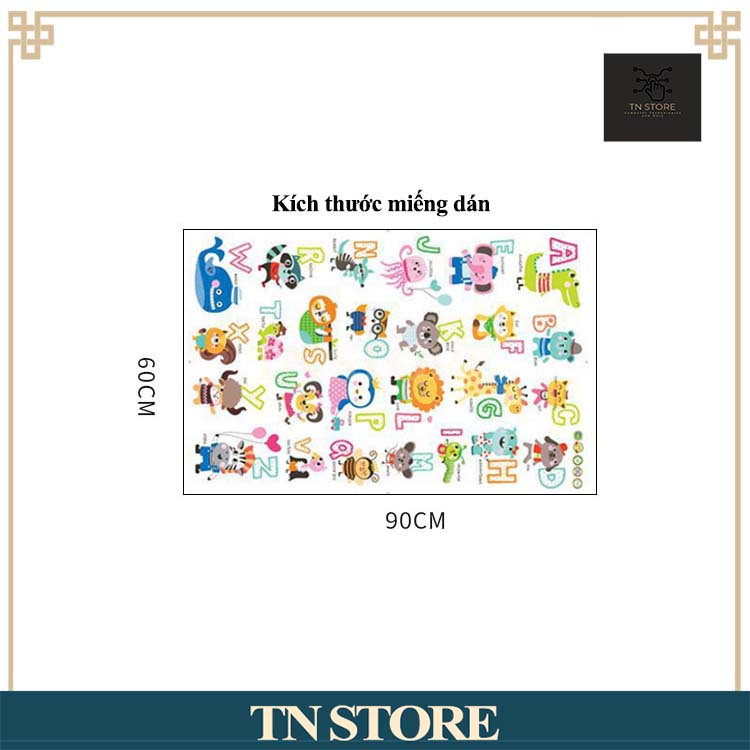 DECAL DÁN TƯỜNG BẢNG CHỮ CÁI CÓ HÌNH CON VẬT- HÌNH DÁN CON VẬT TIẾNG ANH CHO BÉ HỌC