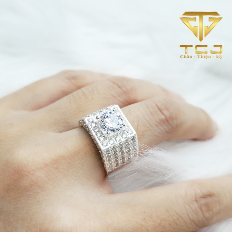 Nhẫn nam Bạc ý 925 thiết kế 3D đính full đá cao cấp, sang trọng RM0078 Trang sức Toàn Cầu TCJ