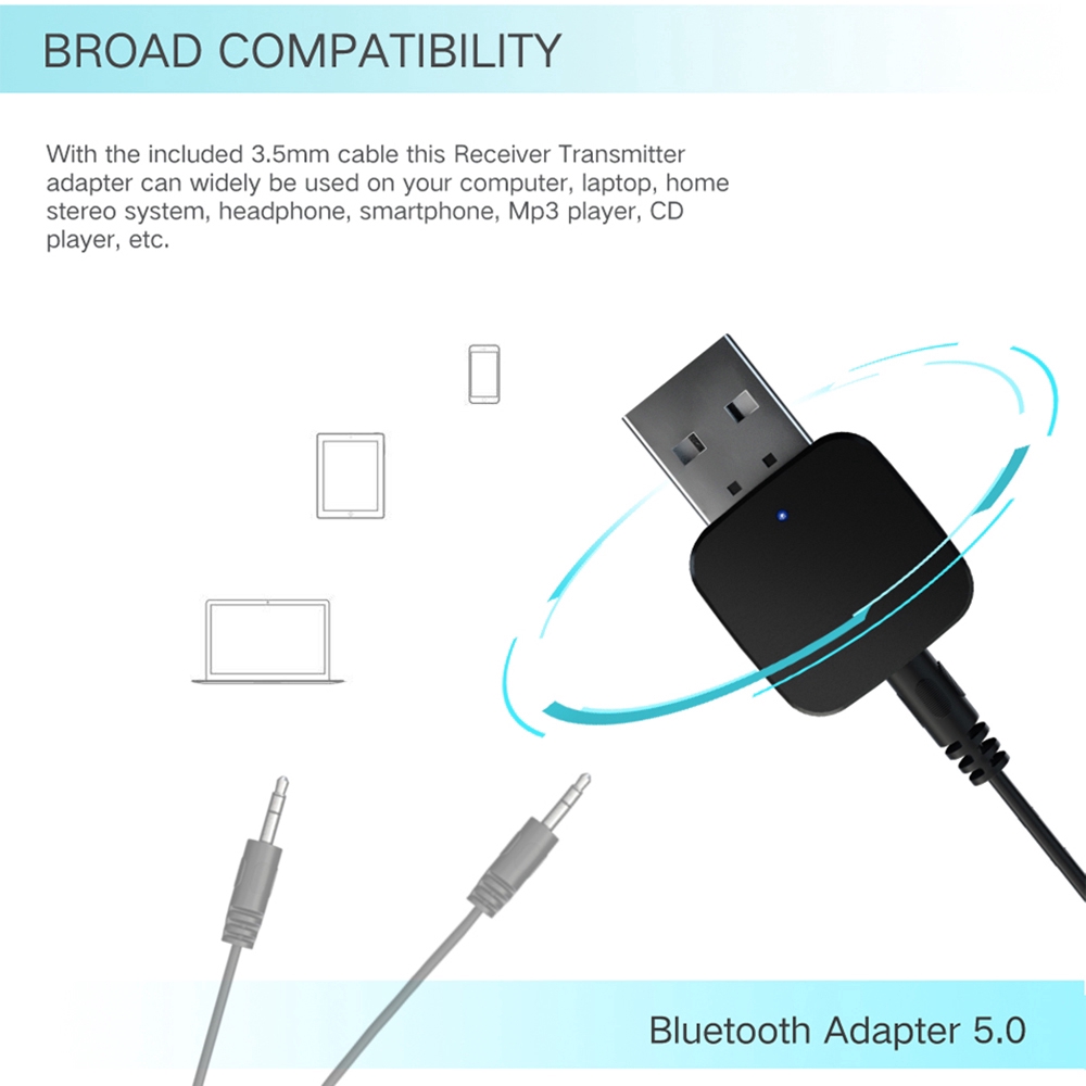 Bộ Thu Phát Tín Hiệu Âm Thanh Bluetooth 5.0 Giắc Cắm 3.5mm