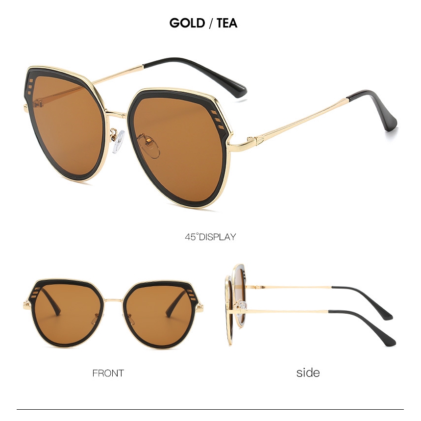 Kính mát gọng mắt mèo đa giác thời trang hàng hải châu Âu và Mỹ