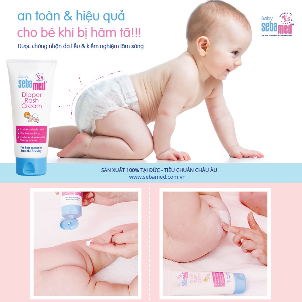 [Chính Hãng] Kem giúp giảm hăm tã em bé Sebamed pH5.5 BABY DIAPER RASH CREAM  (50ML)