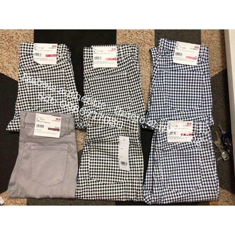 Quần skiny Uniqlo authentic( màu: đen, kẻ xanh, caro đen)