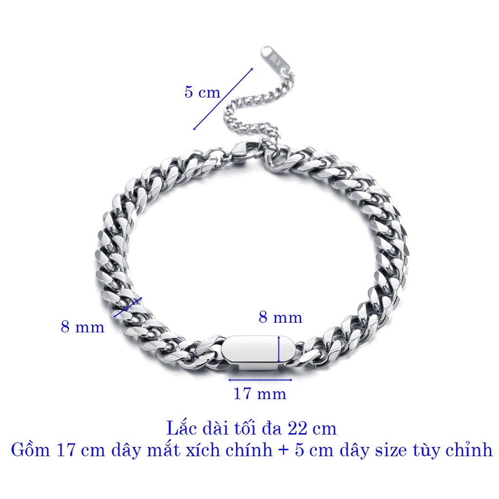 Lắc tay titan nam không gỉ dây mắt xích nam tính không mất màu