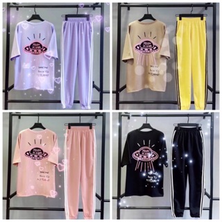 [ COMBO TIẾT KIỆM ] Set áo thun Yellow Flicker + quần thun 2 sọc unisex