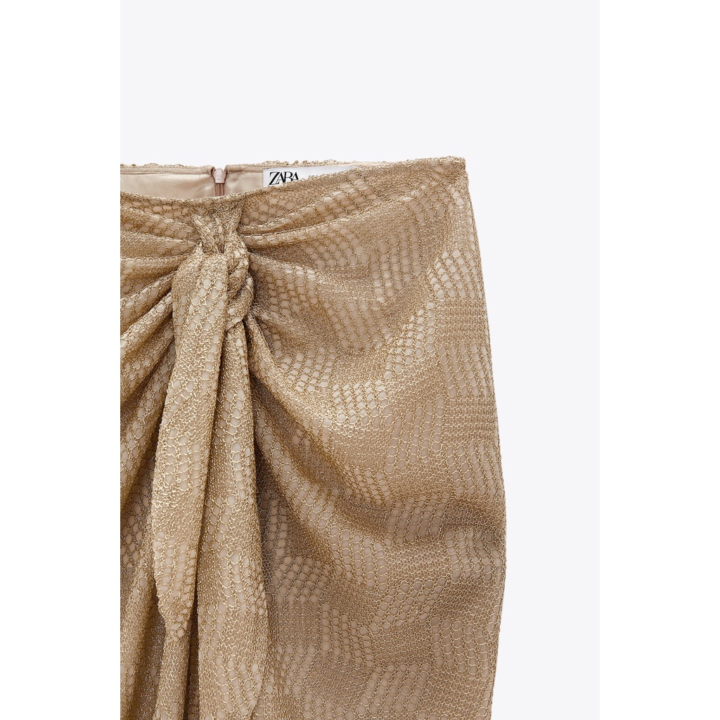 Chân váy cạp cao sợi ánh kim Zara Nhật Auth