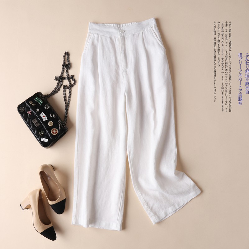 Quần đũi ống rộng - dáng dài 85cm phong cách Nhật Bản - Chất vải đũi xước mềm mại - Màu Đen Kem | BigBuy360 - bigbuy360.vn
