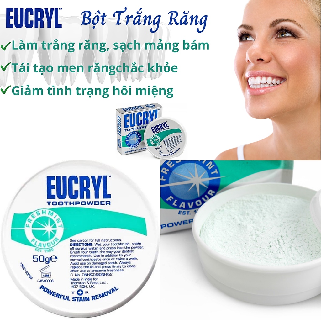 Bột Tẩy Trắng Răng Eucryl Toothpowder 50g