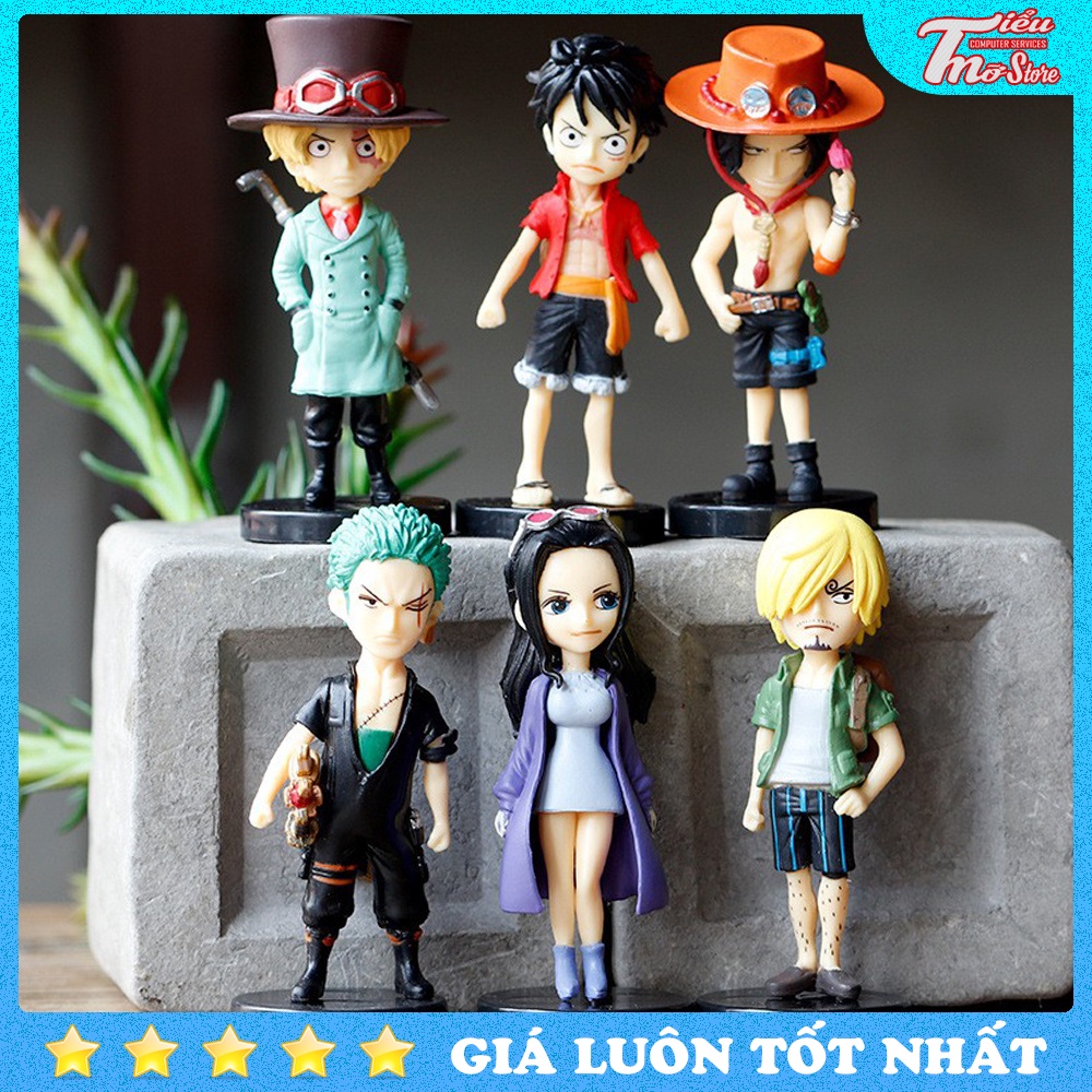 Bộ mô hình chibi 6 nhân vật One Piece - Luffy, Zoro, Sanji, Chopper, Nami, Robin, Franky, Brook, Usopp