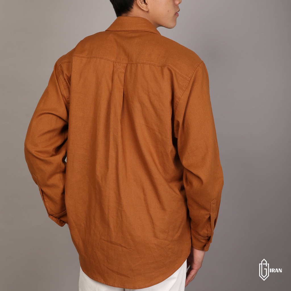 ÁO SƠ MI LINEN NÂU CỔ ĐIỂN PASTEL FORM RỘNG | GIRAN