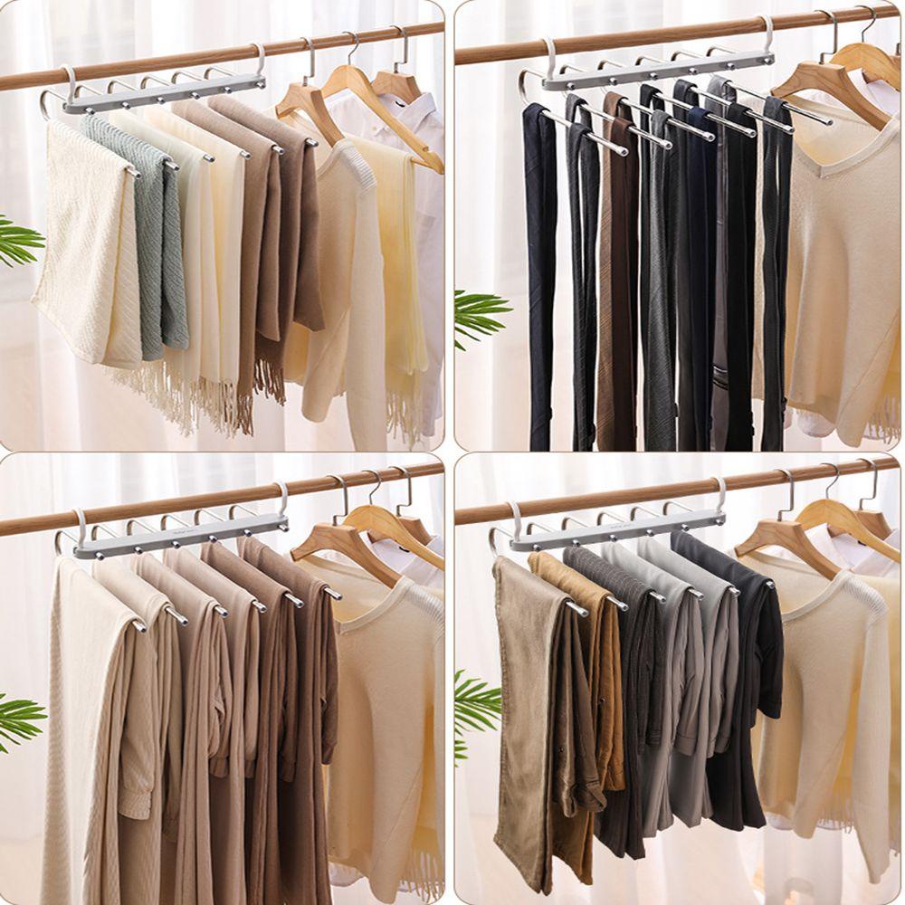 MUVAKO Móc treo quần áo 6 tầng có thể gập lại và điều chỉnh bằng thép không gỉ kiểu chữ s đa năng treo tủ/ nhiều màu