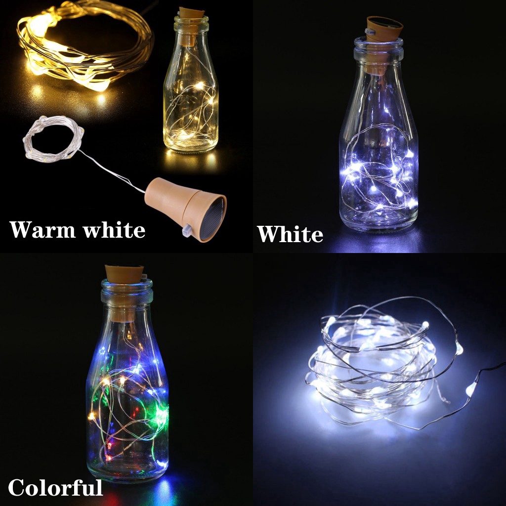 Dây đèn LED kiểu nút bần năng lượng mặt trời trang trí cho Giáng sinh