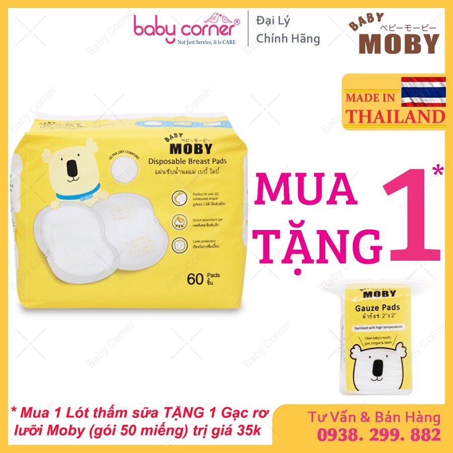 Túi 60 Miếng Lót Thấm Sữa Moby Baby Cotton Cao Cấp