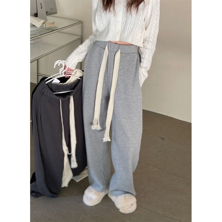 Quần ống rộng Phối Dây Rút Thời Trang Cá Tính Trẻ Trung