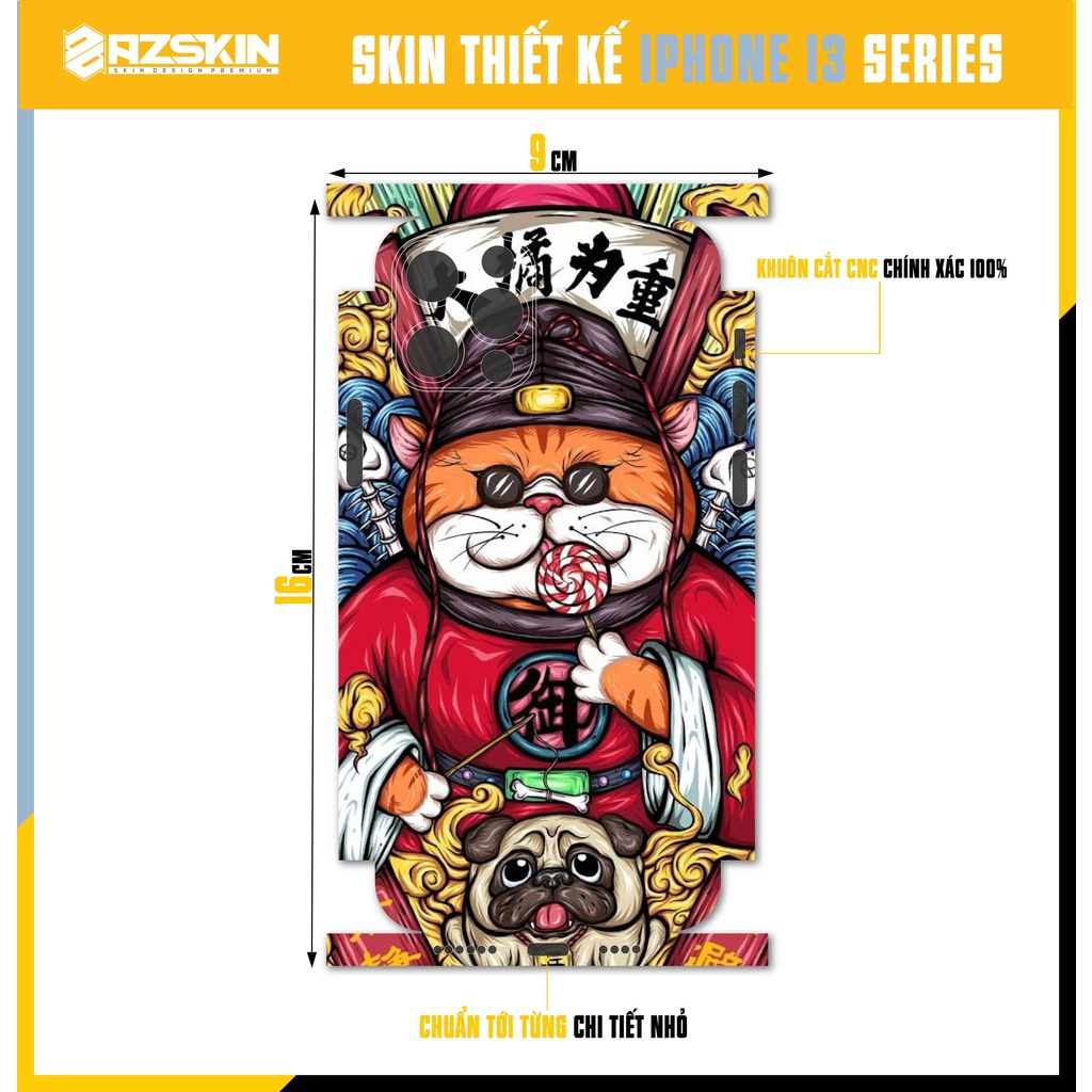 Miếng Dán Skin Mèo IPhone 13 Mini/13/13 Pro/13 Pro Max |SK_IPDL121| Film Oracal Cao Cấp, Cắt CNC, Full Lưng Viền Máy
