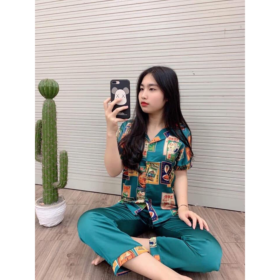 Bộ pizama đô la quần dài áo cộc xinh xắn