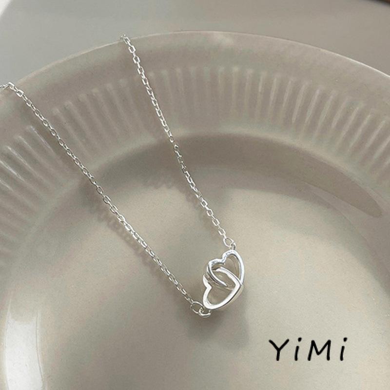 Vòng đeo tay mạ bạc mặt trái tim đôi thời trang dành cho nữ