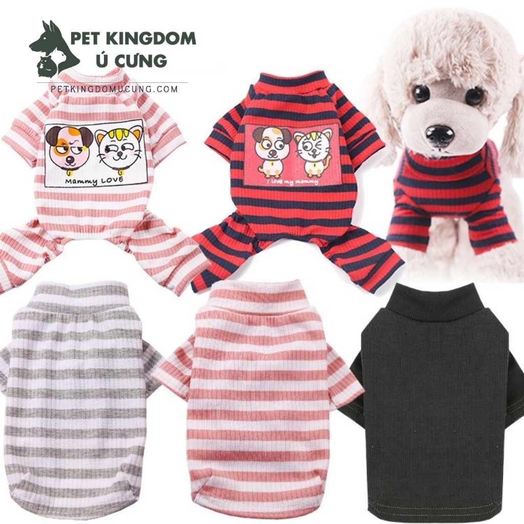 Áo Chó Mèo Bộ Pijama Chất Len Mỏng Kẻ Ngang