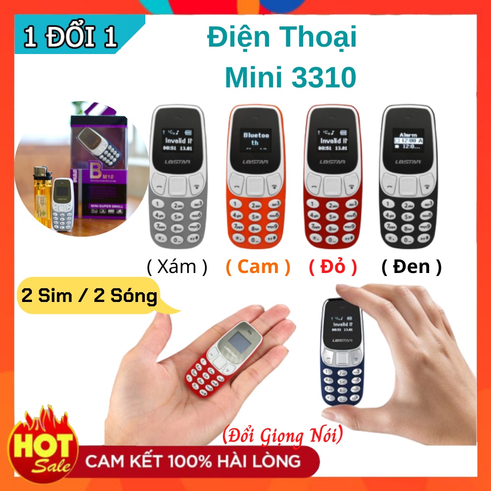 Điện thoại mini  3310 - Điện thoại thông minh - Thay đổi giọng nói - 2 sim 2 sóng - Kết nối bluetooth nhanh nhạy