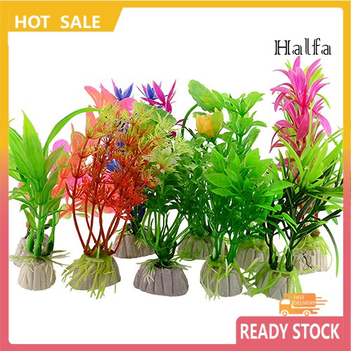 Set 10 cây nhựa nhân tạo dùng để trang trí bể cá tiện lợi