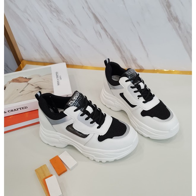 Giày thể thao nữ độn đế, chất da thật phối lưới, giày sneaker nữ phối màu siêu đẹp, hack chiều cao TT2