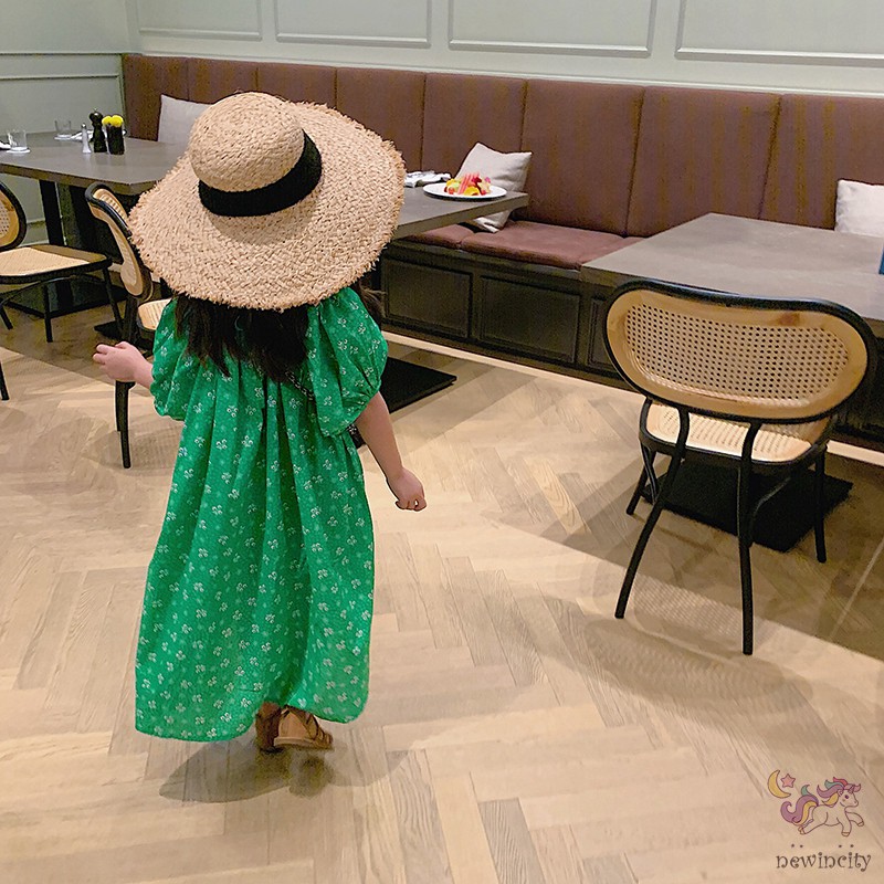 Đầm bé gái tay phồng in hoa đáng yêu