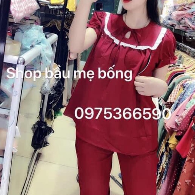 Bộ đũi bầu vừa mặc bầu vừa mặc sau sinh.