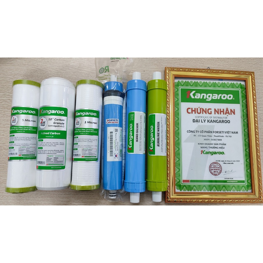Trọn bộ 6 lõi lọc nước Kangaroo chính hãng dùng cho máy lọc nước Kangaroo KGRP68EC